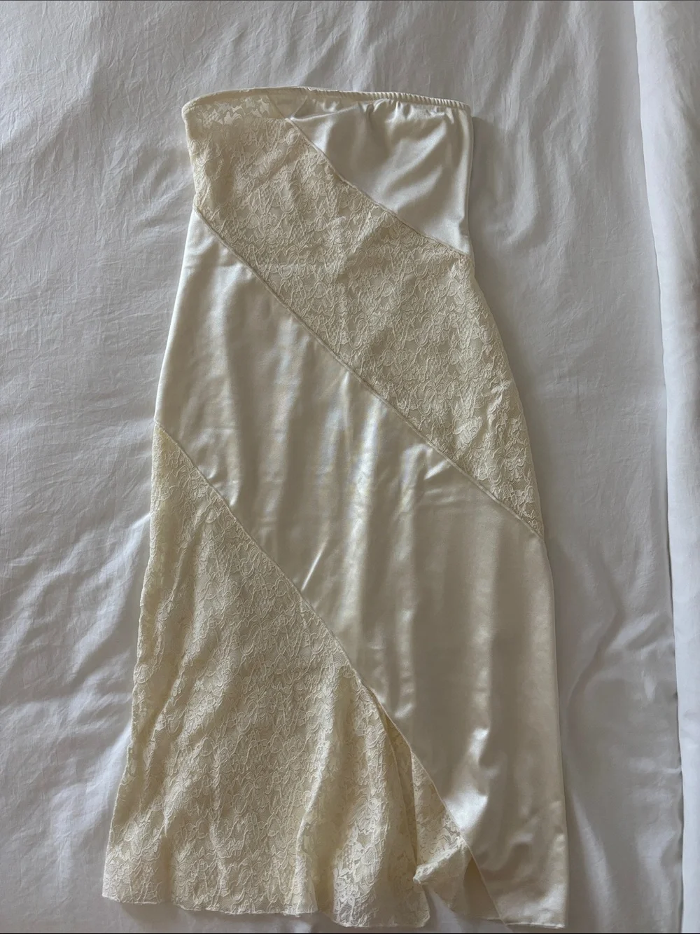 Altar'd State Strapless Satin & Lace Ivory Dress - Picture 1 of 2